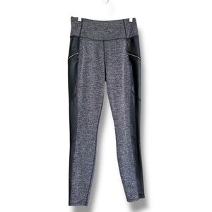 Athleta Herringbone Luxe Metro Drifter Leggings W Faux Leather Trim Size Small